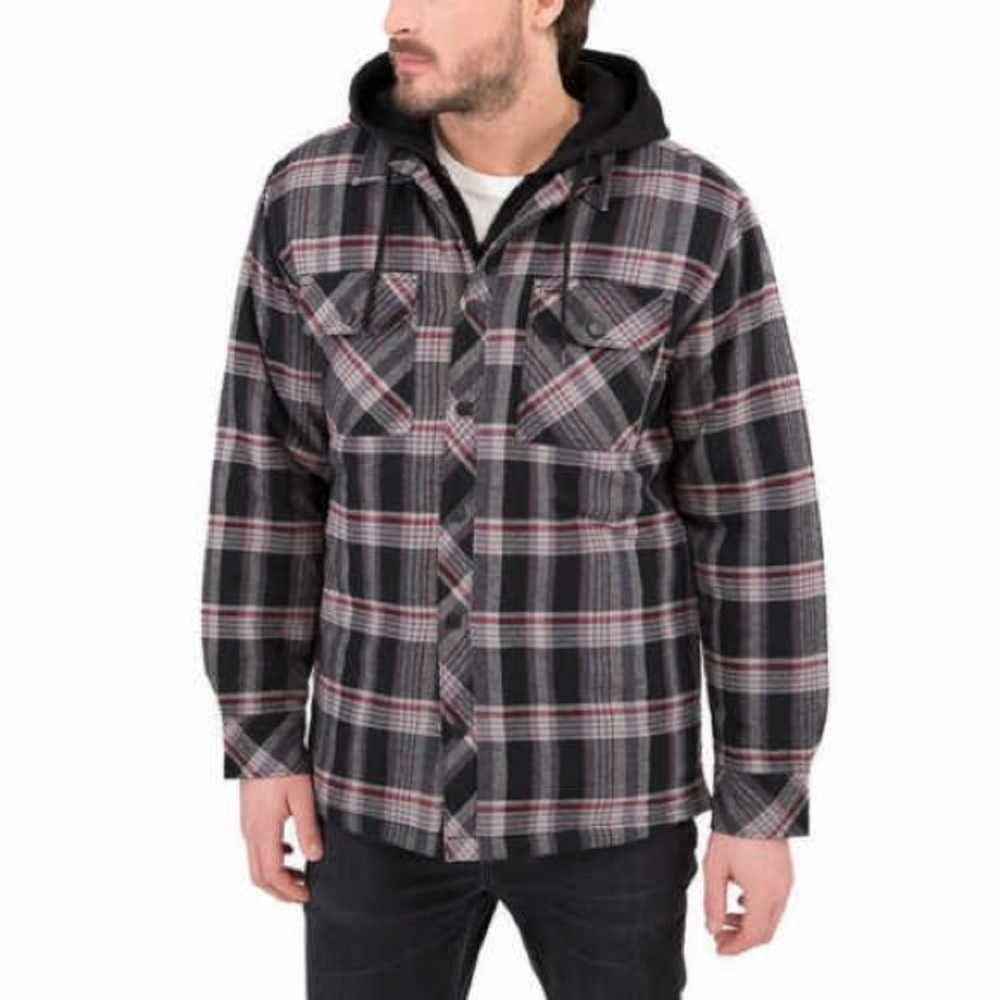 Boston Traders  - Quilted Lining Flannel Hoodie Shirt Jacket